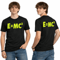 Mass-energy equivalence graphic on a Neon DripWear t-shirt in vibrant colors. Perfect for science enthusiasts.